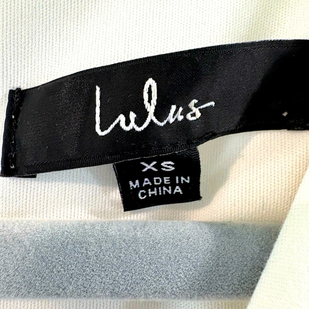 Lulu's Cream and Gray Mini Dress